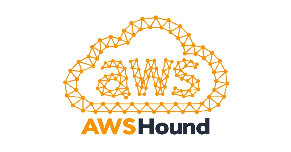 The AWSHound logo: an orange wireframe cloud containing the AWS wordmark, above the name AWSHound.